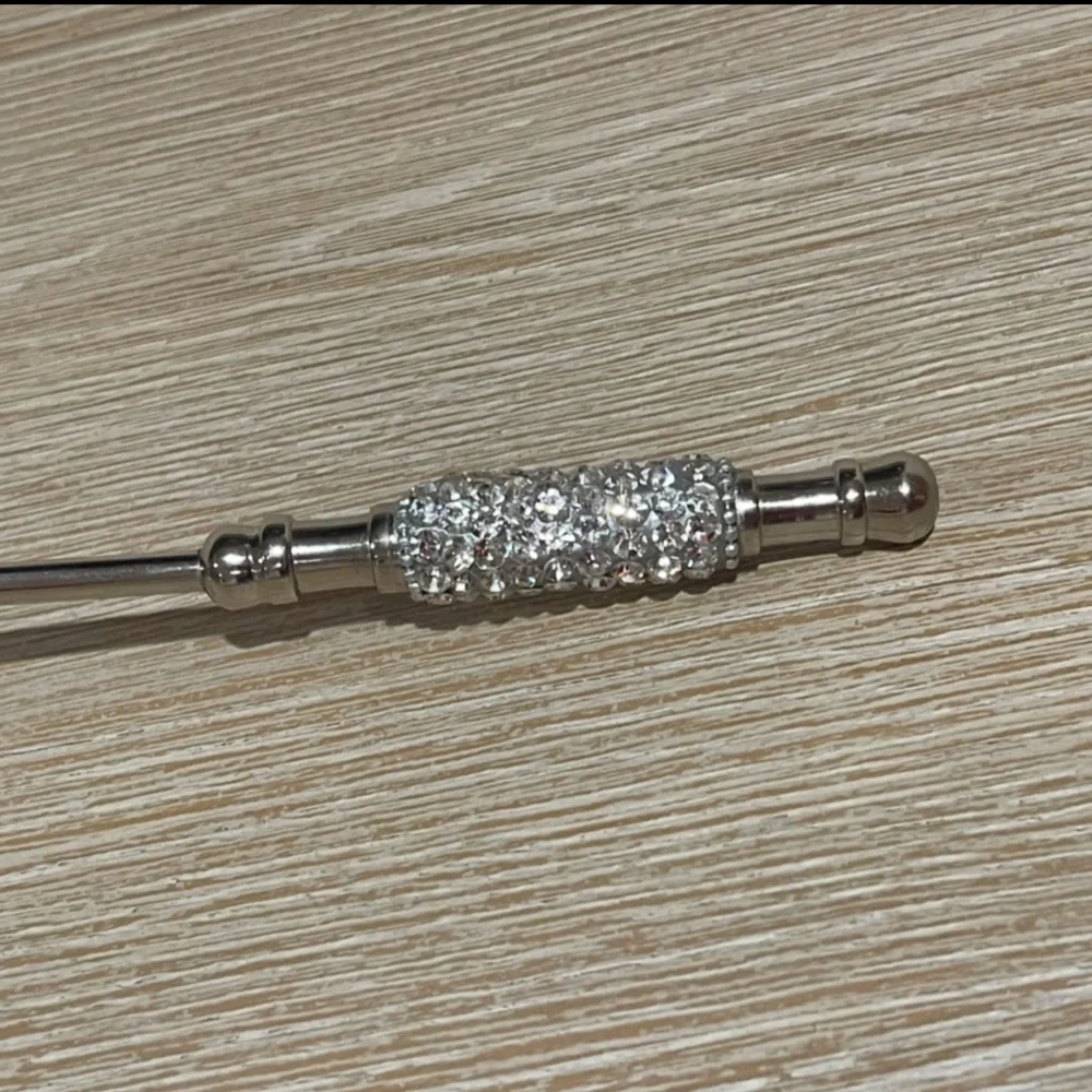 Silver Metal Candle Snuffer with Crystals